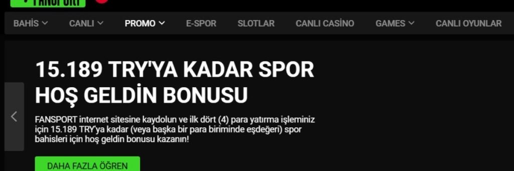 Fansport Hoş Geldin Bonusu